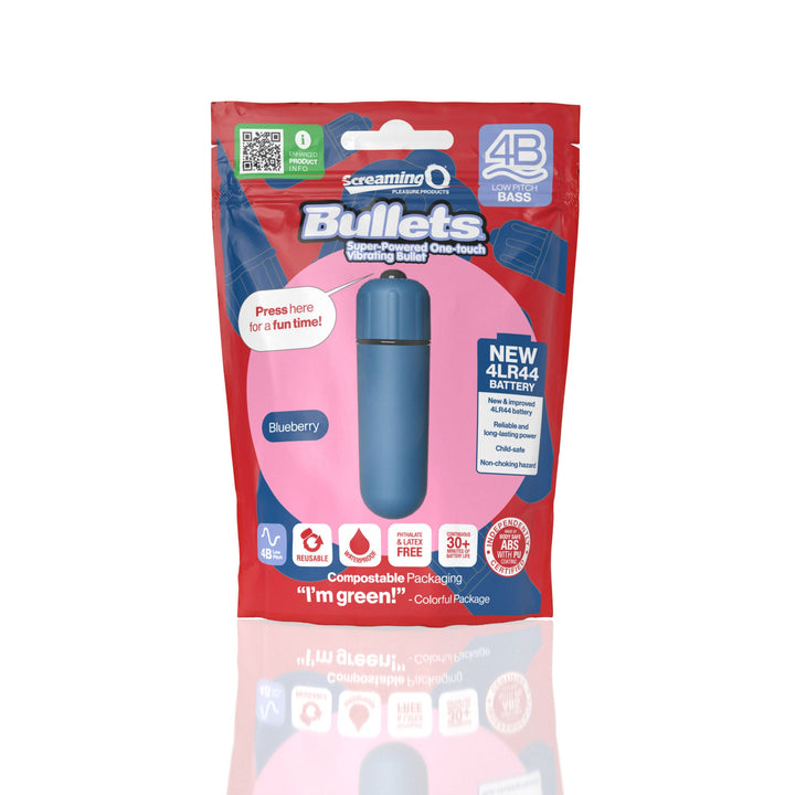 Screaming O 4b - Bullet - Super Powered One Touch Vibrating Bullet - Blueberry - US Stores