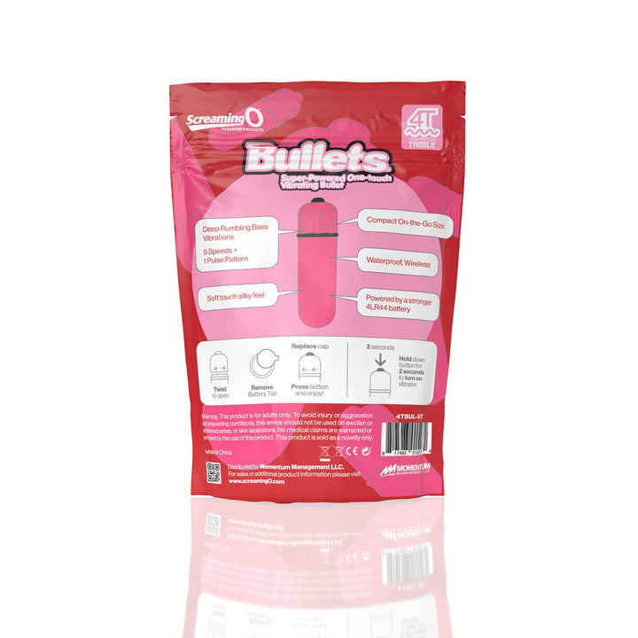 Screaming O 4t - Bullet - Super Powered One Touch Vibrating Bullet - Strawberry - US Stores