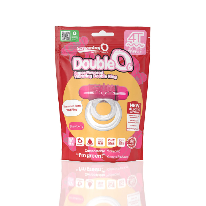 Screaming O 4t - Double O 6 Super Powered Vibrating Double Ring - Strawberry - US Stores