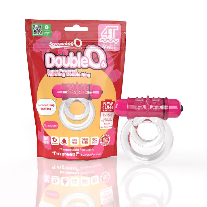 Screaming O 4t - Double O 6 Super Powered Vibrating Double Ring - Strawberry - US Stores