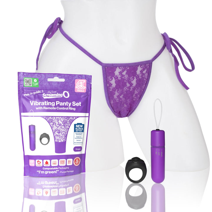 Screaming O 4t - Vibrating Panty Set With Remote Control Ring - Grape - US Stores