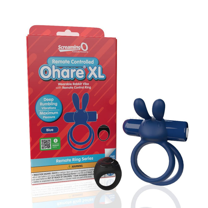 Screaming O Remote Controlled Ohare XL Vibrating Ring - Blue - US Stores