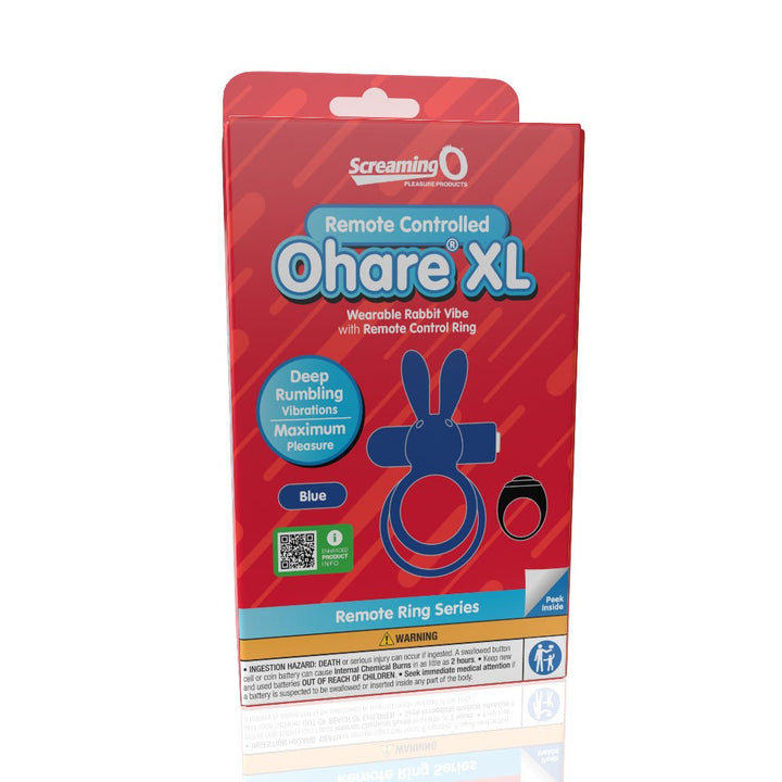 Screaming O Remote Controlled Ohare XL Vibrating Ring - Blue - US Stores