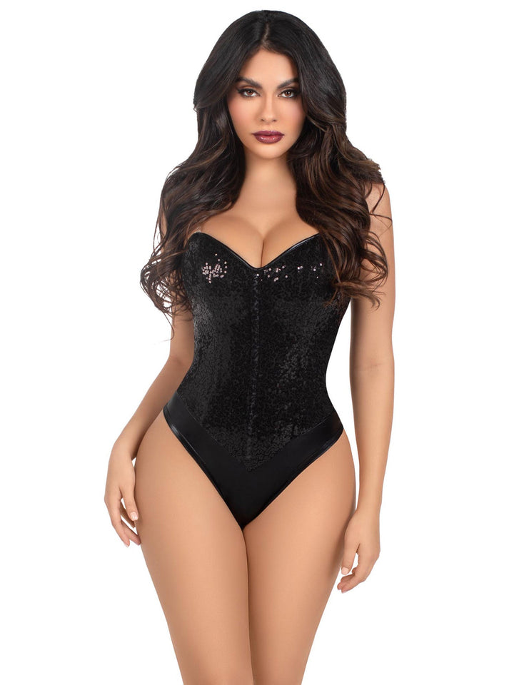 Sequin Bodysuit - Small - Black - US Stores