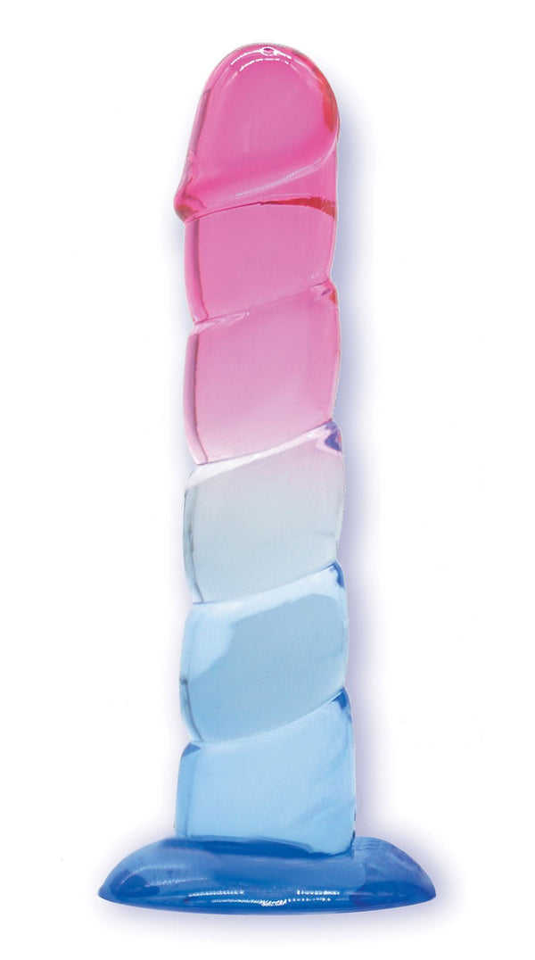 Shades, 7.5" Swirl Jelly Tpr Gradient Dong - Pink and Blue - US Stores