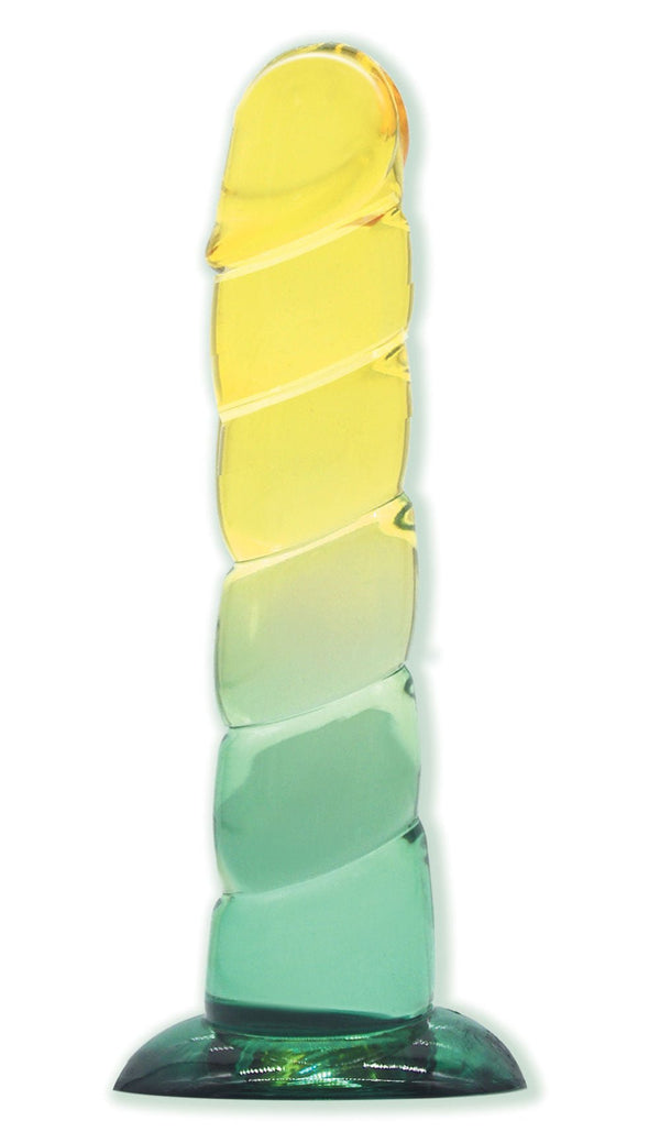 Shades, 7.5" Swirl Jelly Tpr Gradient Dong - Yellow and Mint - US Stores