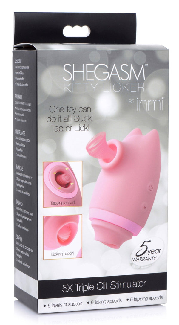 Shegasm Kitty Licker 5x Triple Clit Stimulator - Pink - US Stores