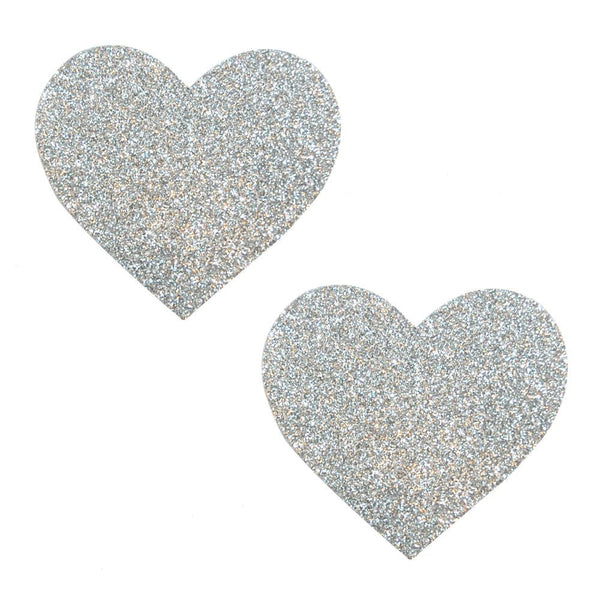 Silver Pixie Dust Glitter Heart Pasties - US Stores