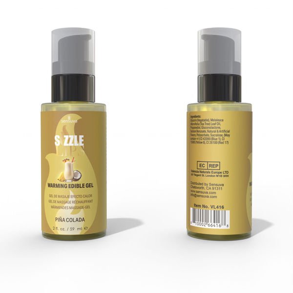 Sizzle Lips Pia Colada - 2oz Edible Warming Massage Gel - US Stores