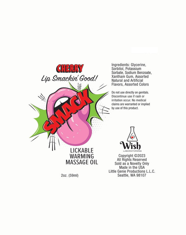 Smack Warming and Lickable Massage Oil - Cherry 2 Oz - US Stores