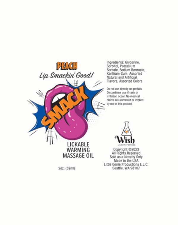 Smack Warming and Lickable Massage Oil - Peach 2 Oz - US Stores