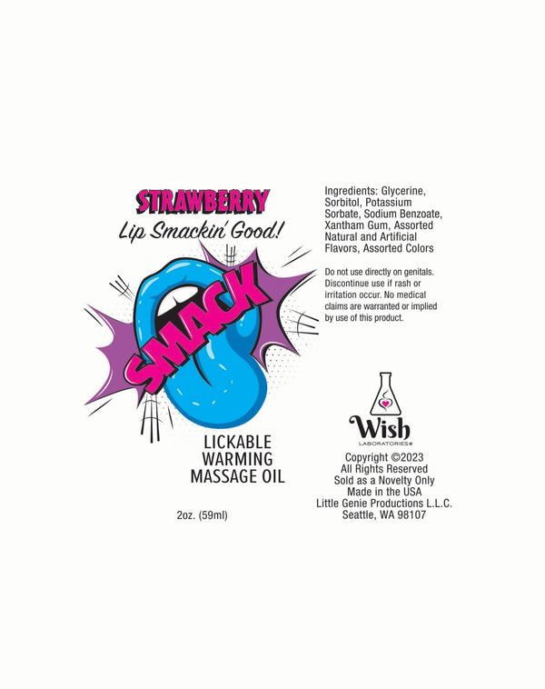 Smack Warming and Lickable Massage Oil - Strawberry 2 Oz - US Stores