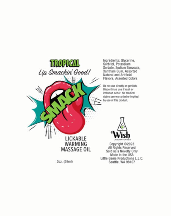 Smack Warming and Lickable Massage Oil - Tropical 2 Oz - US Stores