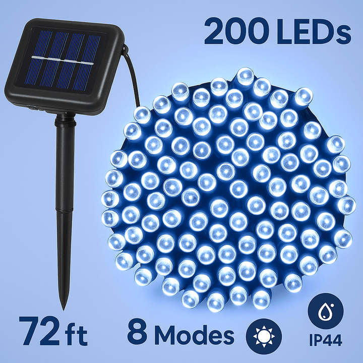 Solar String Lights LED Solar Power Fairy String Light 22M 200 LEDs 8 Lighting Mode White Light Waterproof Starry String Lights Christmas Wedding Part - US Stores