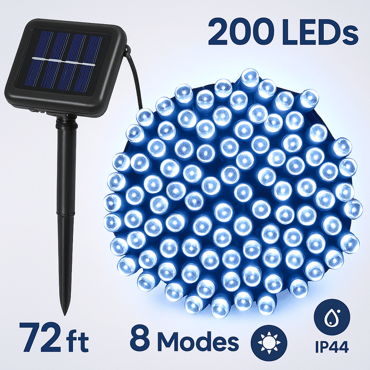 Solar String Lights LED Solar Power Fairy String Light 22M 200 LEDs 8 Lighting Mode White Light Waterproof Starry String Lights Christmas Wedding Part - US Stores