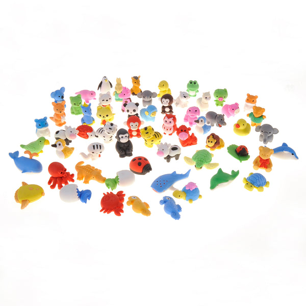 60Pcs Animal Erasers Desk Pets (Random Design)