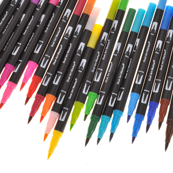 24 Fine Point Markers w/Dual Brush Colored Markers
