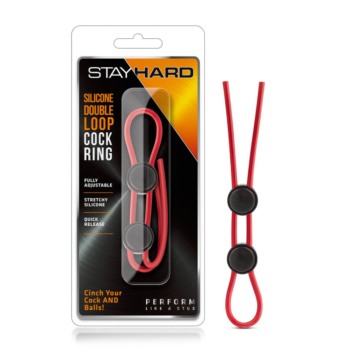 Stay Hard - Silicone Double Loop Cock Ring - Black - US Stores