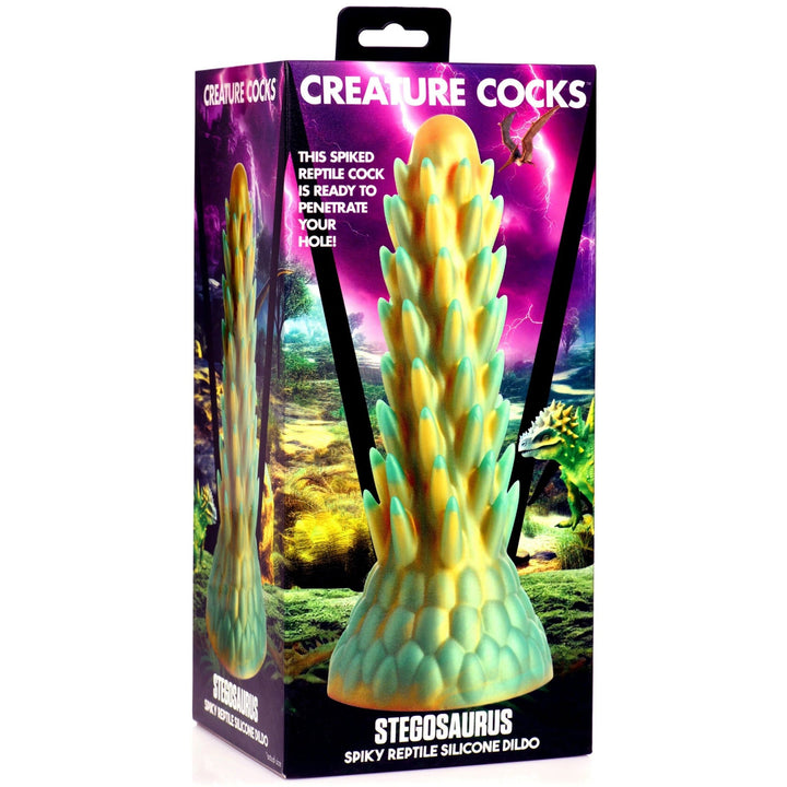 Stegosaurus Spiky Reptile Silicone Dildo - Green - US Stores