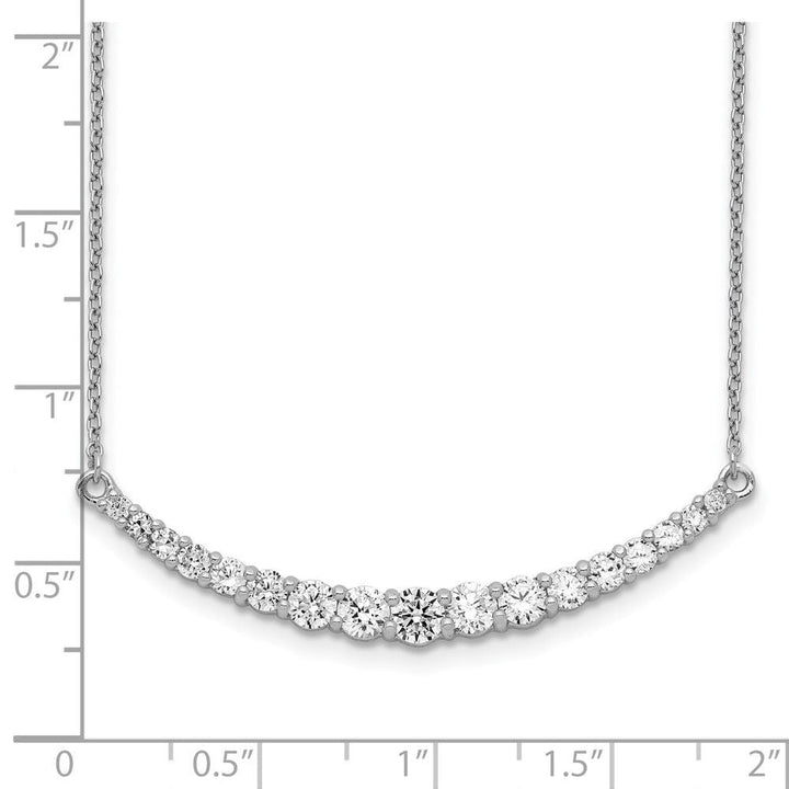Sterling Silver Rhodium - plated CZ w/2in ext. Bar Necklace - US Stores