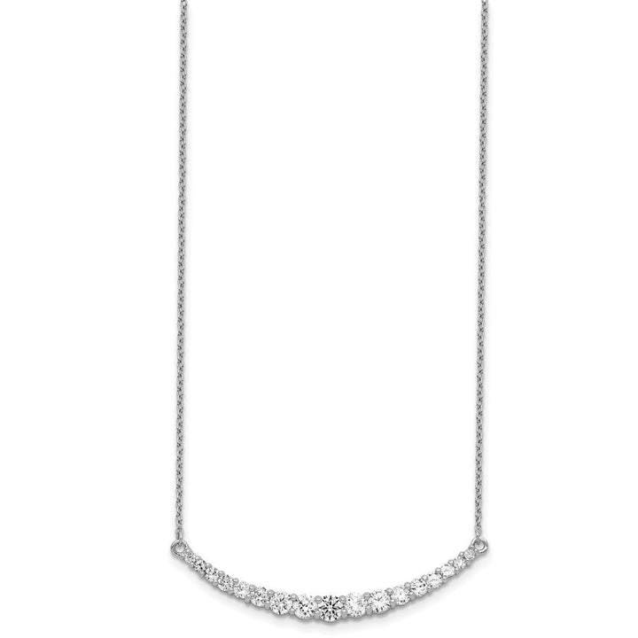 Sterling Silver Rhodium - plated CZ w/2in ext. Bar Necklace - US Stores