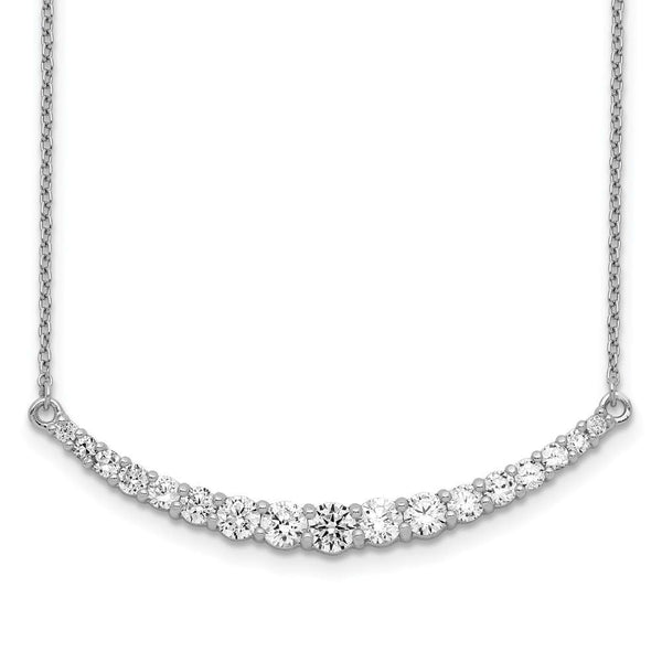 Sterling Silver Rhodium - plated CZ w/2in ext. Bar Necklace - US Stores