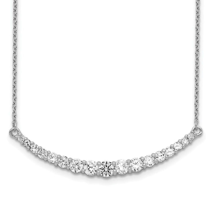 Sterling Silver Rhodium - plated CZ w/2in ext. Bar Necklace - US Stores