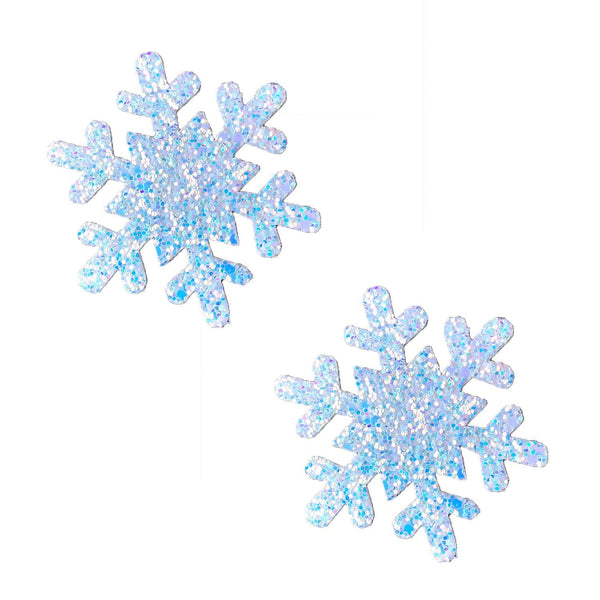 Super Sparkle White Chunky Glitter Snowflake Nipple Cover Pasties - US Stores