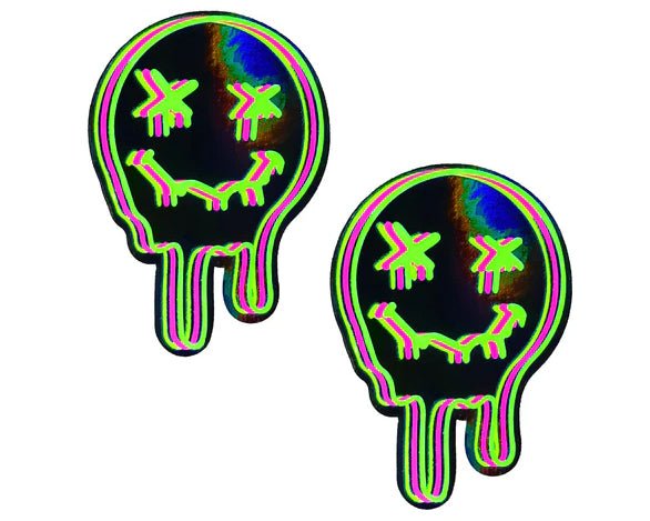 Super Uv Trippy Face Neon Nipple Cover Pasties - US Stores