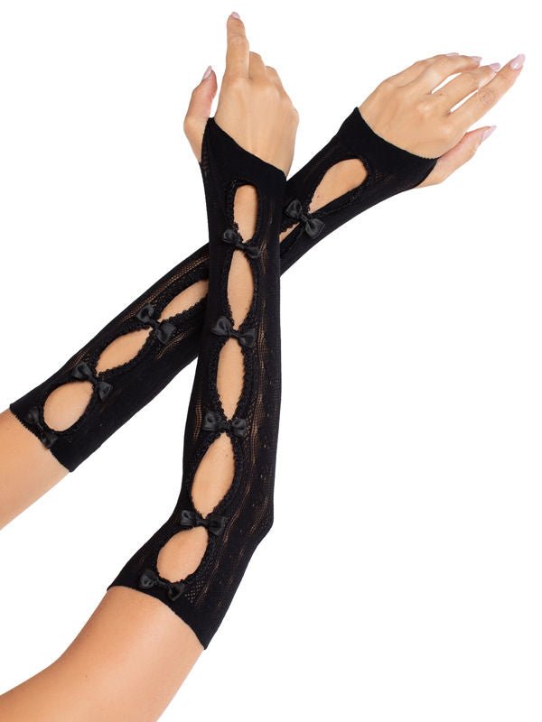 Sweetheart Striped Keyhole Arm Warmers O/s - Black - US Stores