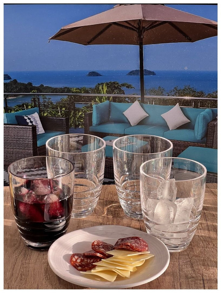 Swirl Acrylic Glasses Drinking Set of 4 DOF (15oz), Plastic Drinking Glasses, BPA Free Cocktail Glasses, Drinkware Set, Drinking Water Glasses - US Stores