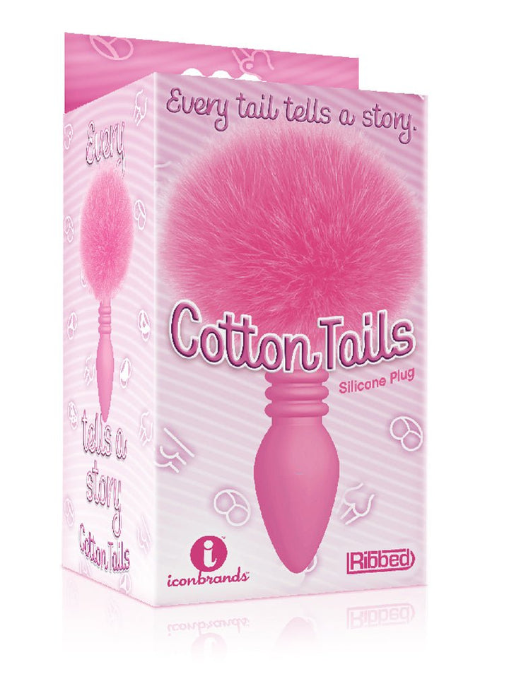 The 9's Cottontails Silicone Bunny Tail Butt Plug - Ribbed Pink - US Stores