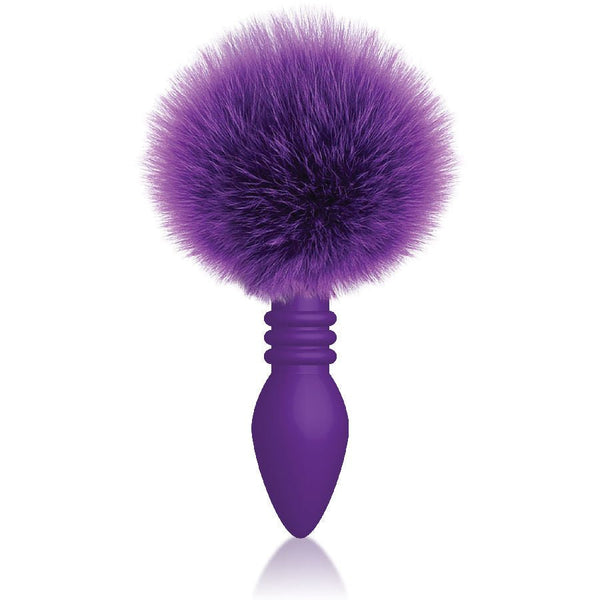 The 9's Cottontails Silicone Bunny Tail Butt Plug - Ribbed Purple - US Stores