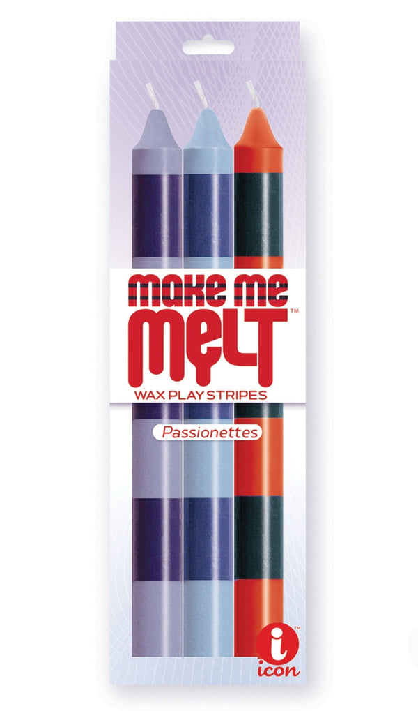 The 9's Make Me Melt Sensual Warm Drip Candles 3pk Stripes Passionettes - US Stores