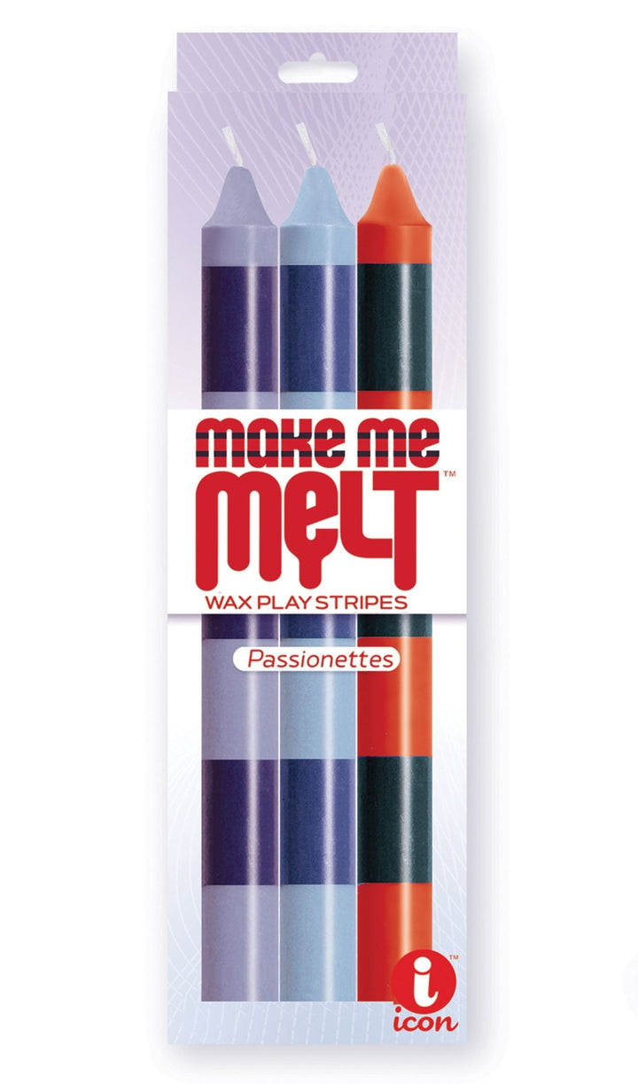 The 9's Make Me Melt Sensual Warm Drip Candles 3pk Stripes Passionettes - US Stores