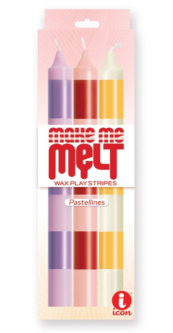The 9's Make Me Melt Sensual Warm Drip Candles 3pk Stripes Pastellines - US Stores