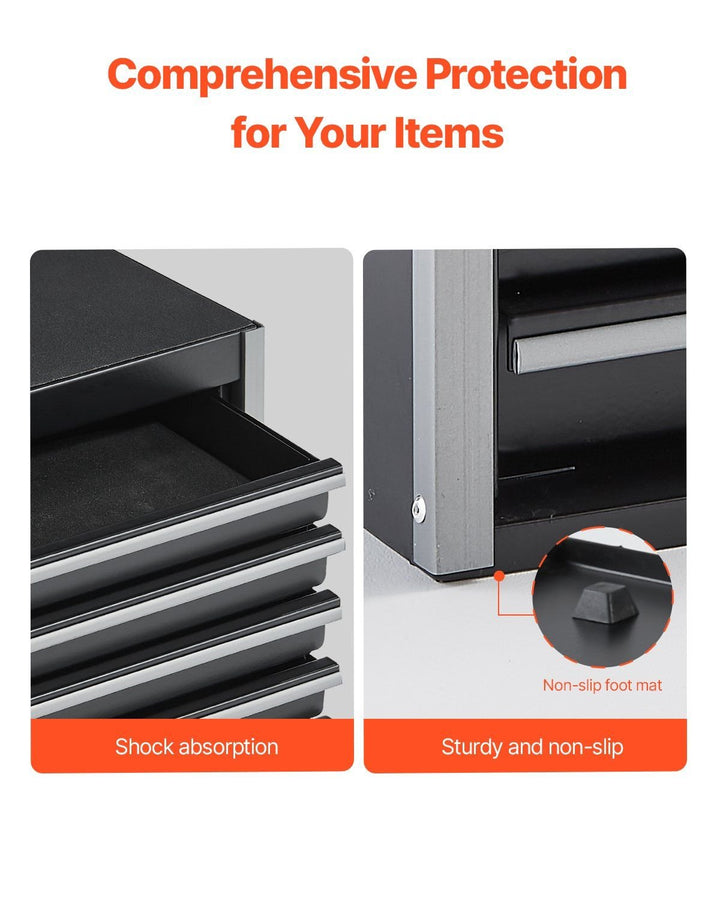 Tool Box 8.6 - inch Portable Metal Tool Box with 5 Drawers Tool Organizer Black - US Stores