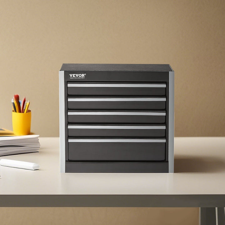 Tool Box 8.6 - inch Portable Metal Tool Box with 5 Drawers Tool Organizer Black - US Stores