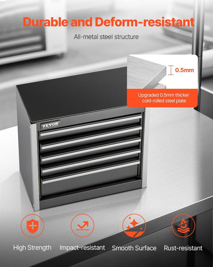 Tool Box 8.6 - inch Portable Metal Tool Box with 5 Drawers Tool Organizer Black - US Stores