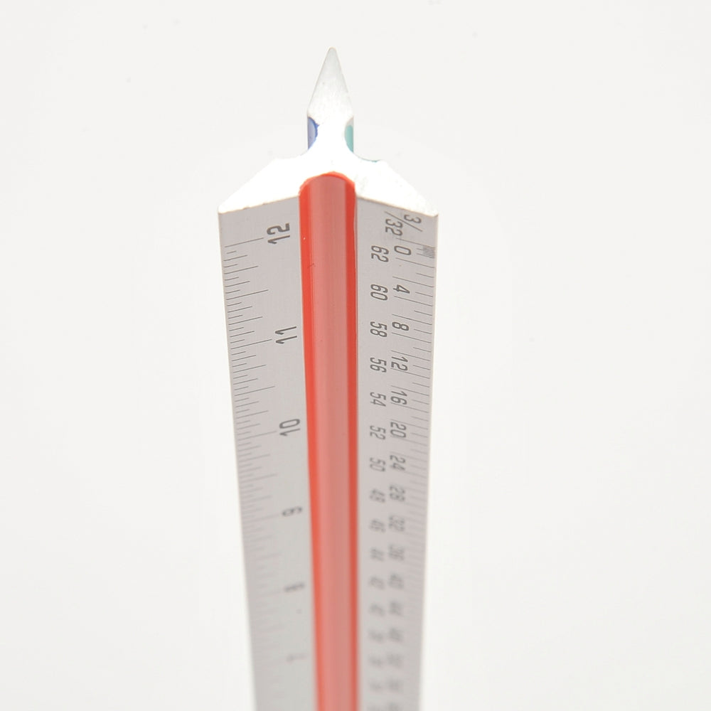 Triangular blueprint measuring ruler for architectural and engineering plans