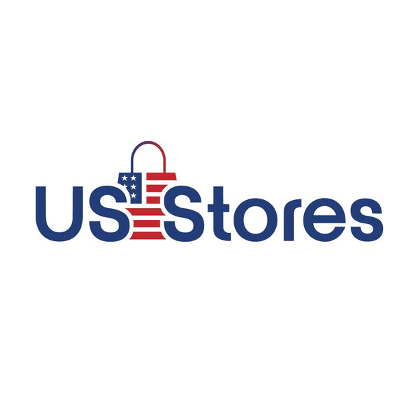 US Stores brand logo featuring blue text and a shopping bag icon with stars and stripes