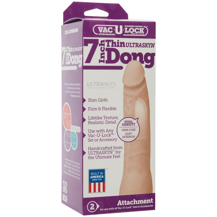 Vac - U - Lock 7 - Inch Ultraskyn Thin Dong - Vanilla - US Stores