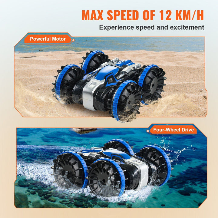 VEVOR Amphibious Remote Control Car Boat 2.4 GHz 4WD RC Boat Kids Adults Blue - US Stores
