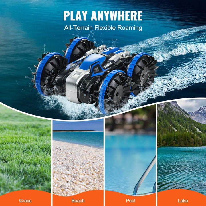 VEVOR Amphibious Remote Control Car Boat 2.4 GHz 4WD RC Boat Kids Adults Blue - US Stores