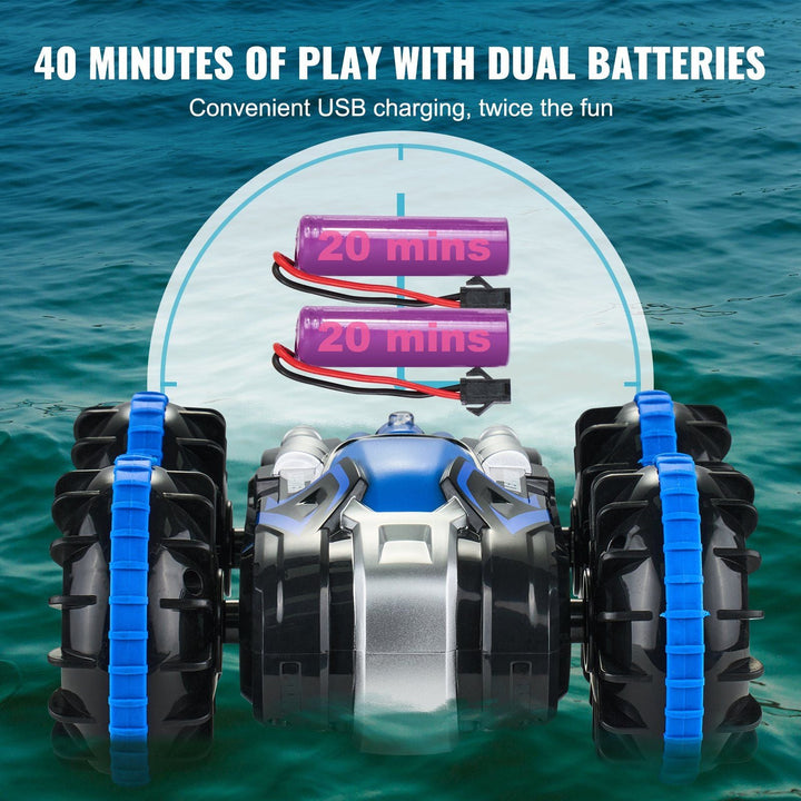 VEVOR Amphibious Remote Control Car Boat 2.4 GHz 4WD RC Boat Kids Adults Blue - US Stores