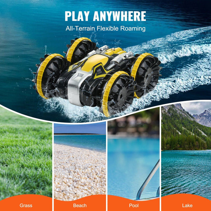 VEVOR Amphibious Remote Control Car Boat 2.4 GHz 4WD RC Boat Kids Adults Yellow - US Stores