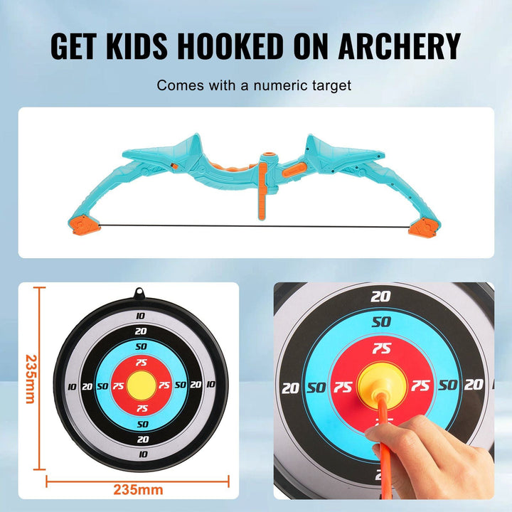 VEVOR Bow and Arrow Set for Kids, LED Light Up Archery Set with 10 Suction Cup Arrows, Hanging Target, Quiver, 3 Target Cans, Outdoor Toy for Boys & Girls 6 7 8 9 10+ Years Old, Birthday Gift for Kid - US Stores