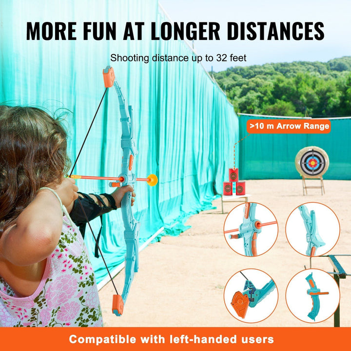 VEVOR Bow and Arrow Set for Kids, LED Light Up Archery Set with 10 Suction Cup Arrows, Standing Target, Quiver, 3 Target Cans, Outdoor Toy for Boys & Girls 6 7 8 9 10+ Years Old, Birthday Gift for Kid - US Stores