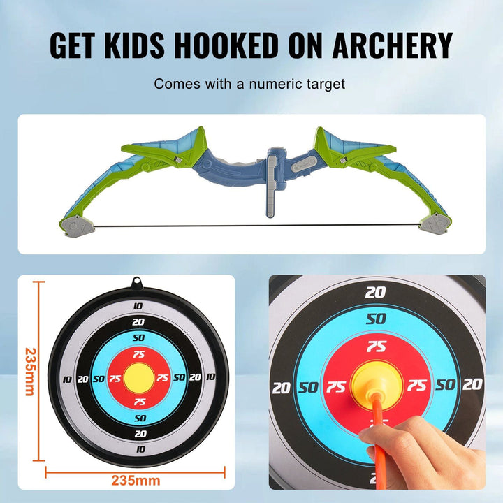 VEVOR Kids Bow and Arrow Set – 2 Pack LED Archery with 20 Suction Arrows, 2 Targets, 2 Quivers & 3 Cans - US Stores