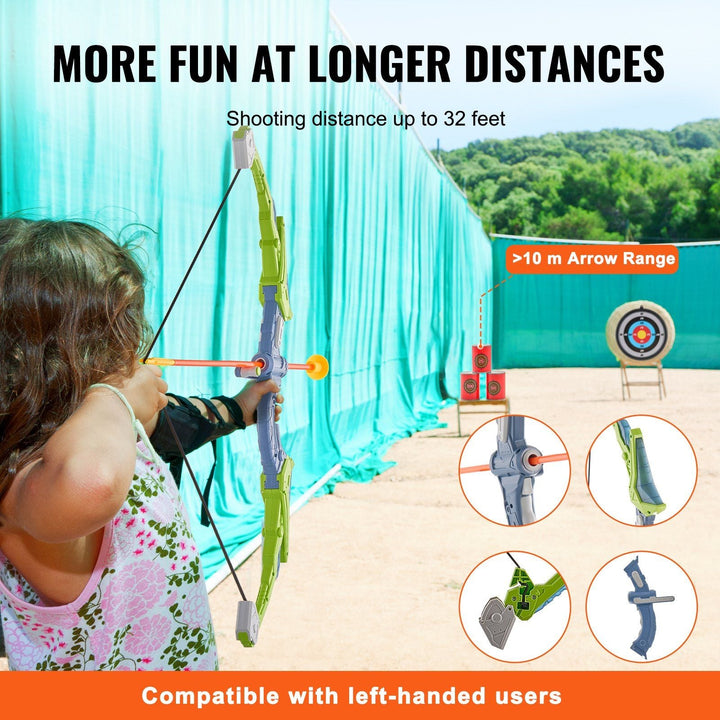 VEVOR Kids Bow and Arrow Set – 2 Pack LED Archery with 20 Suction Arrows, 2 Targets, 2 Quivers & 3 Cans - US Stores